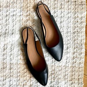Madewell Margot slingback flats in black leather - size 10